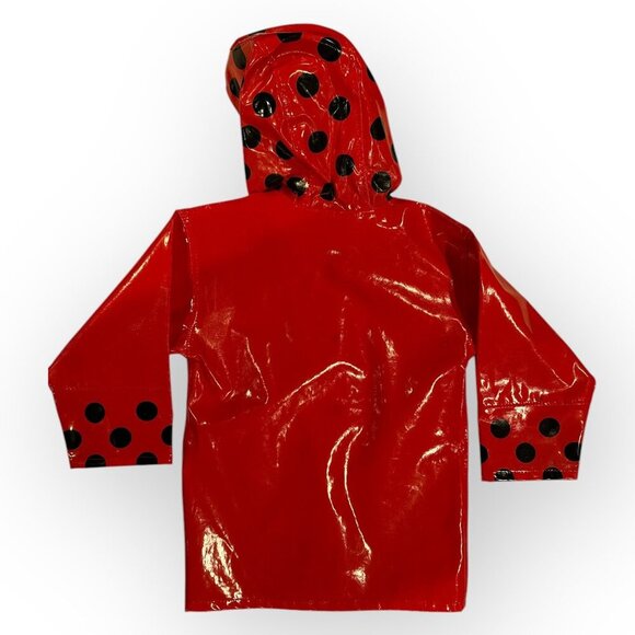 Kidorable Kids Ladybug Raincoat Hooded Jacket Red Black Polka Dot Size Girls 4T - Picture 2 of 16